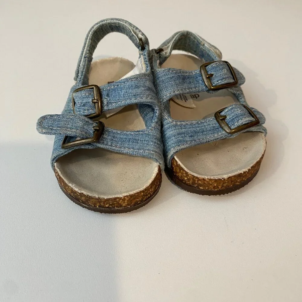 Baby Gap Okaida‎ Chambray Sandals Size 3–6M Denim Buckle Soft Sole